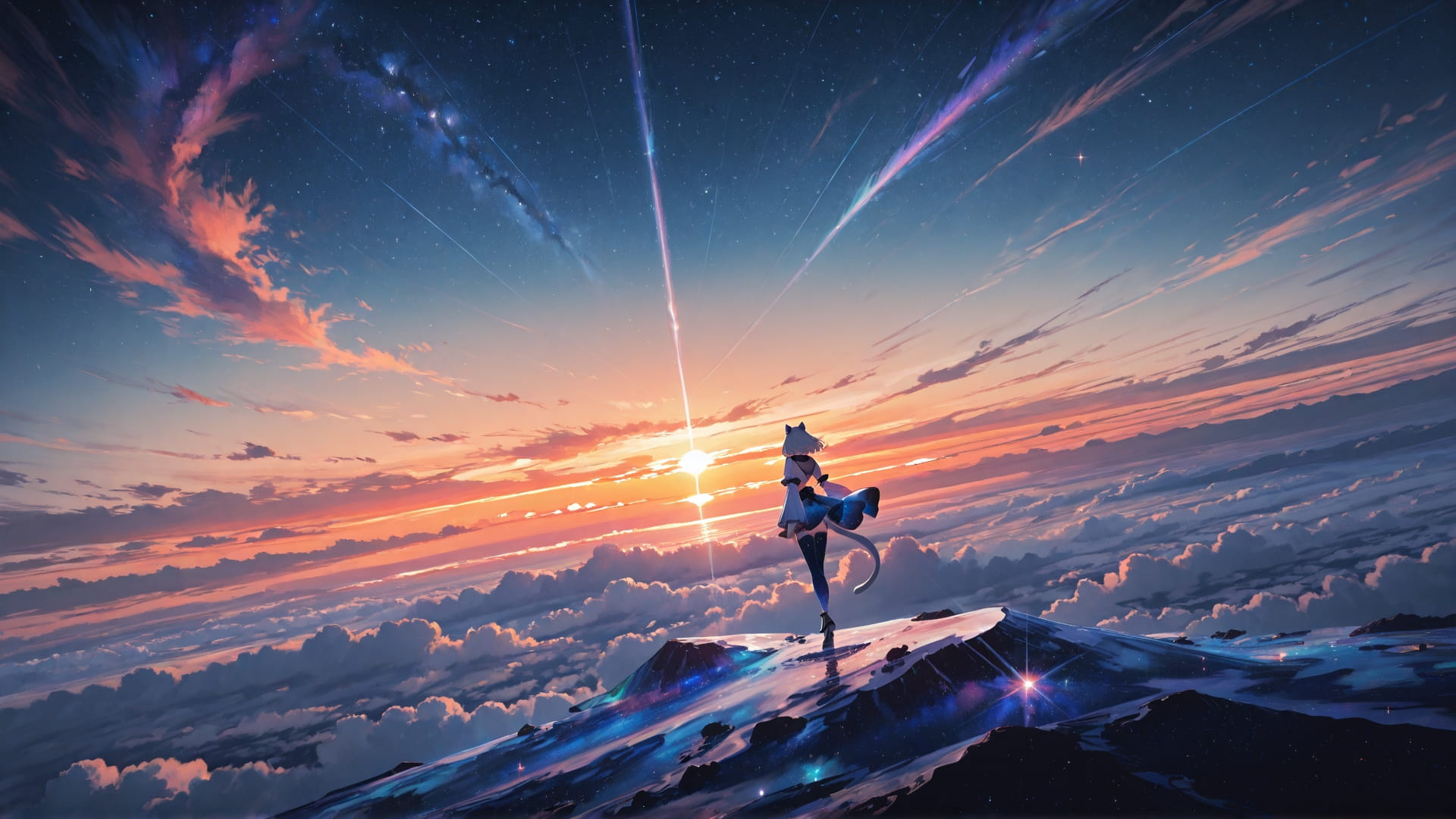 Orange Sunset Sky ExtraCelestial smartphone wallpaper free download, vertical 16:9 format, Orange, Sunset, Sky, Spring 001