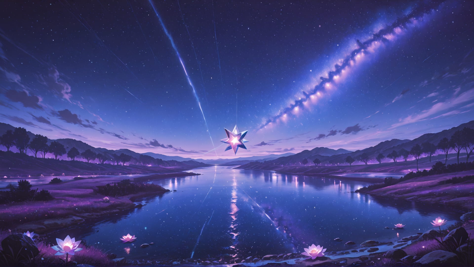 Purple Night Sea ExtraCelestial smartphone wallpaper free download, vertical 16:9 format, Purple, Night, Sea, Spring 001