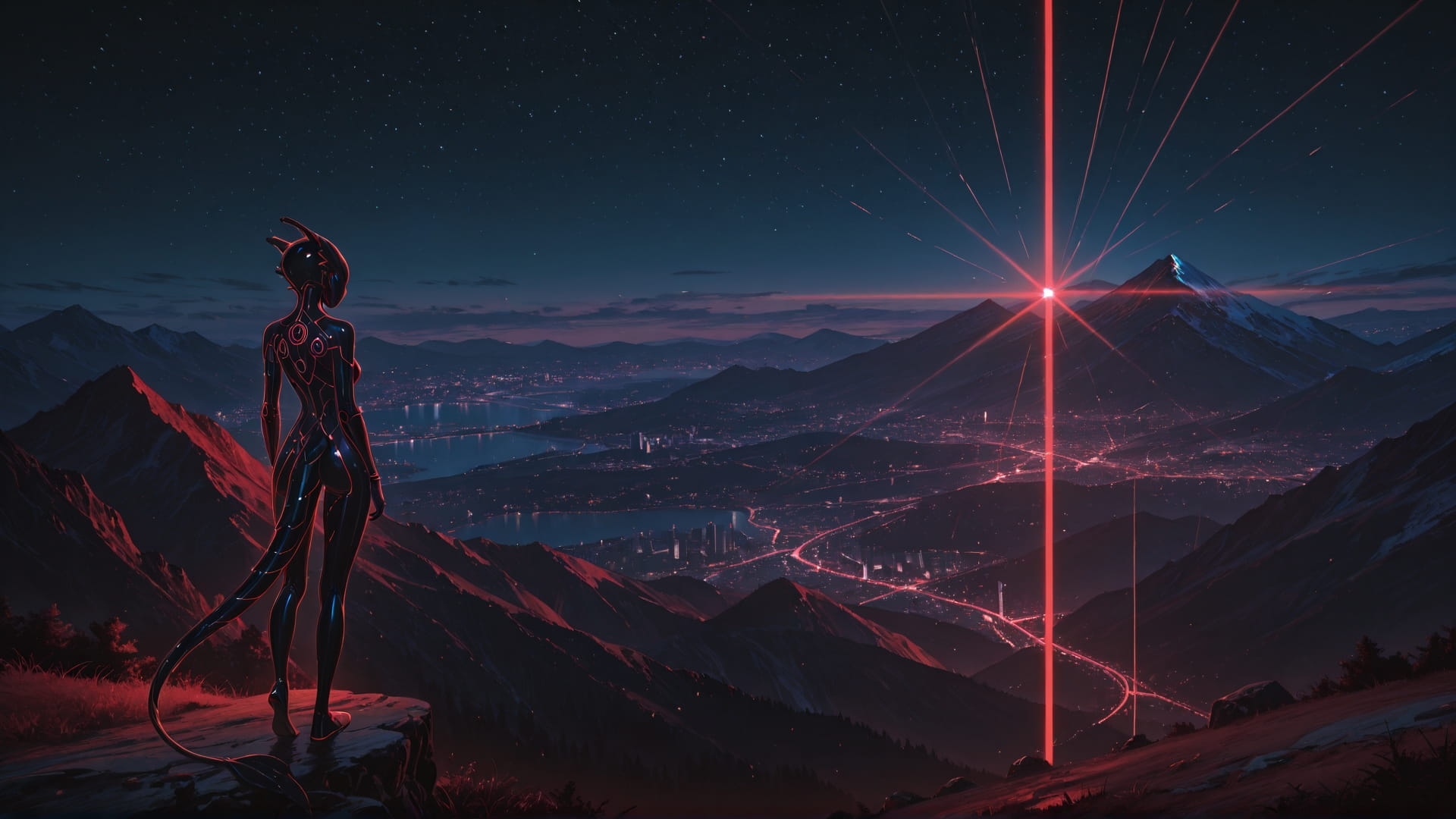 Red Night Mountain ExtraCelestial smartphone wallpaper free download, vertical 16:9 format, Red, Night, Mountain, Summer 001