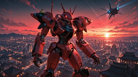 Red Sunset City ExtraCelestial smartphone wallpaper free download, vertical 9:16 format, Red, Sunset, City, Spring