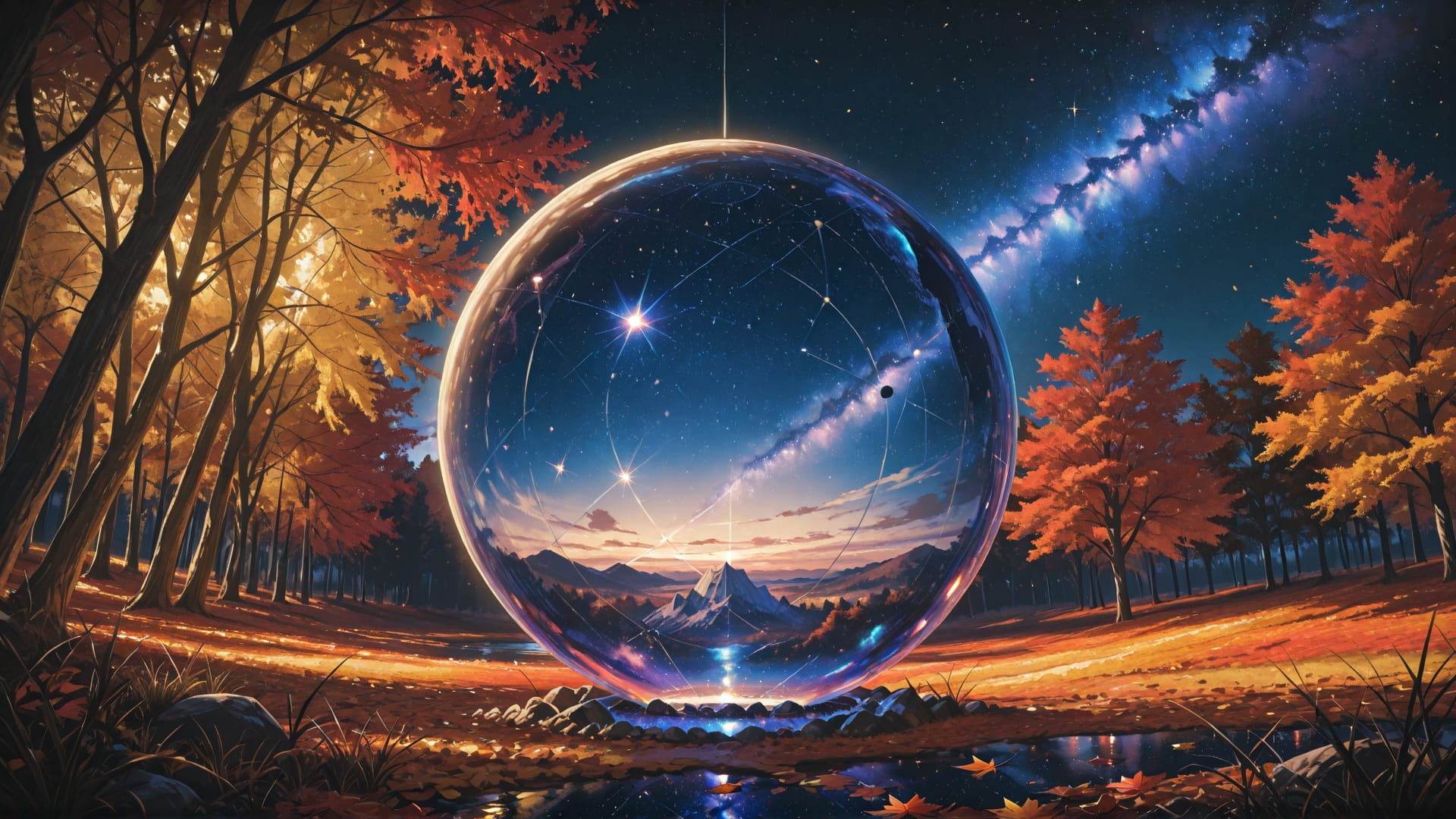 Yellow Night Nature ExtraCelestial smartphone wallpaper free download, vertical 16:9 format, Yellow, Night, Nature, Autumn 001