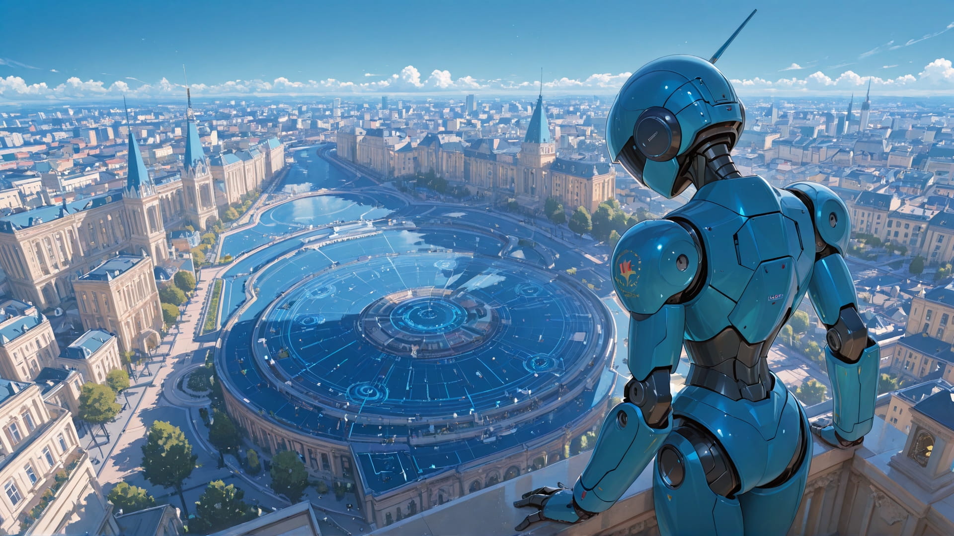 Blue Afternoon City F1 smartphone wallpaper free download, vertical 16:9 format, Blue, Afternoon, City, Spring