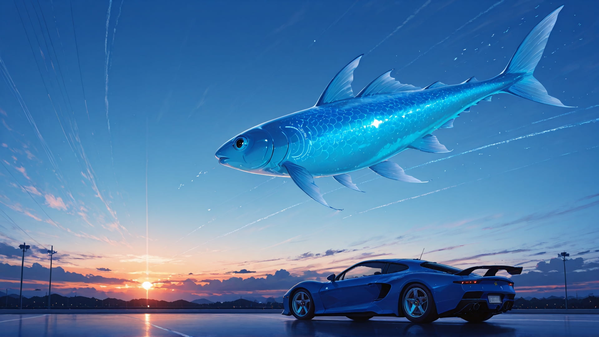 Blue Sunset Sky F1 smartphone wallpaper free download, vertical 9:16 format, Blue, Sunset, Sky, Summer