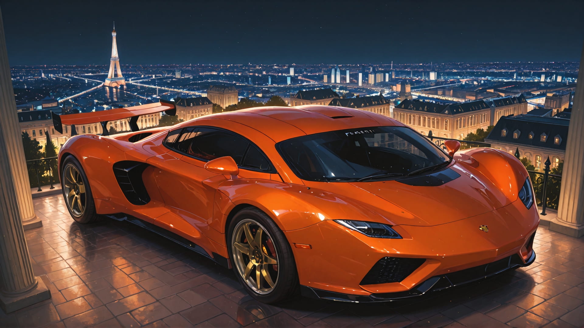 Orange Night City F1 smartphone wallpaper free download, vertical 16:9 format, Orange, Night, City, Spring