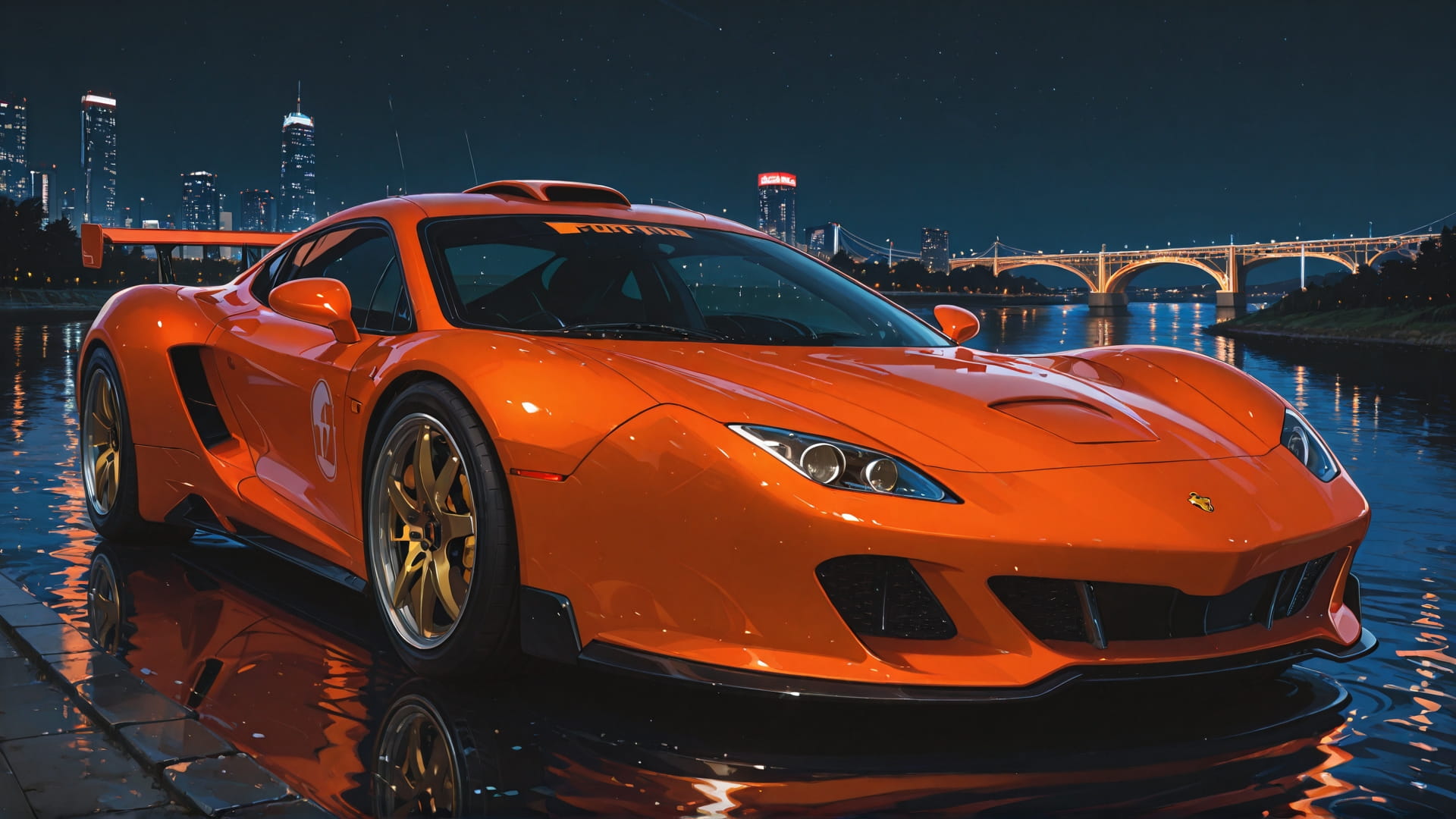 Orange Night Sea F1 smartphone wallpaper free download, vertical 16:9 format, Orange, Night, Sea, Spring