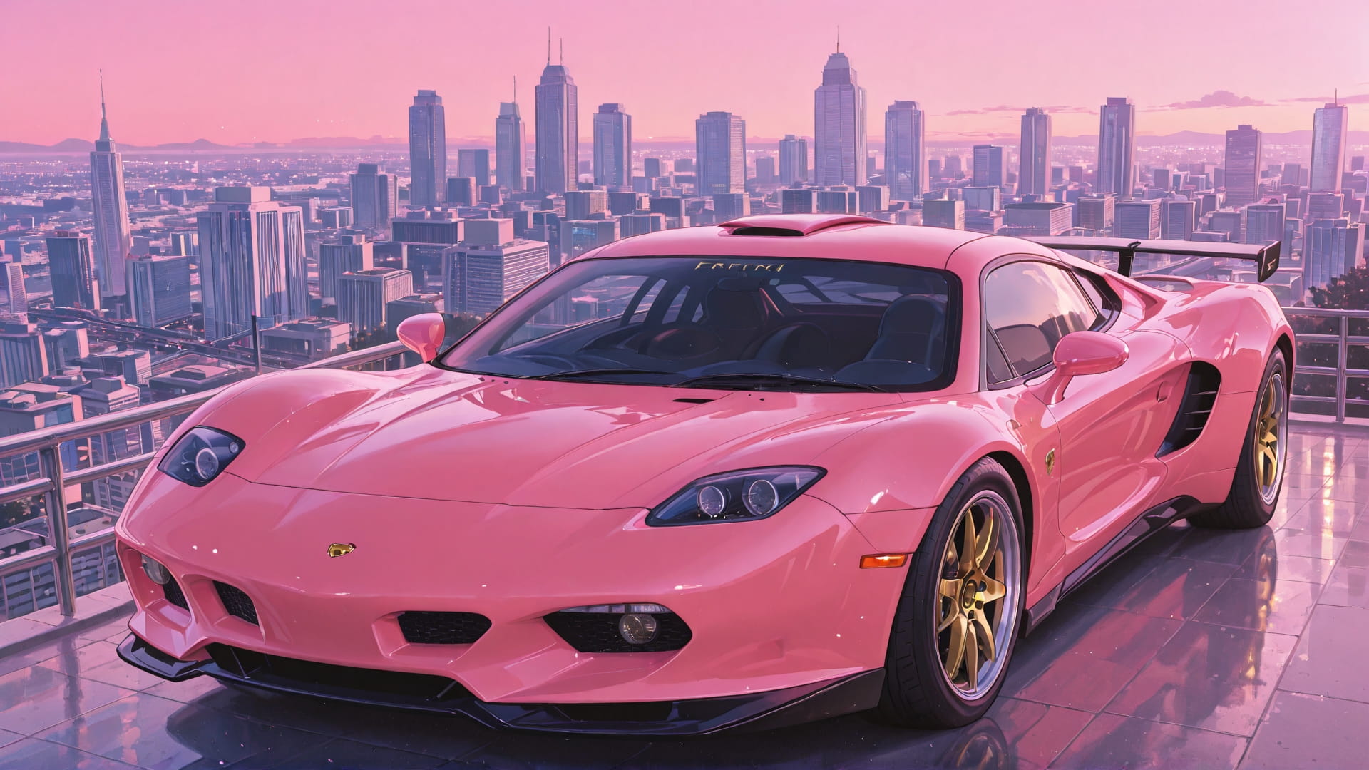 Pink Afternoon City F1 smartphone wallpaper free download, vertical 16:9 format, Pink, Afternoon, City, Summer 001