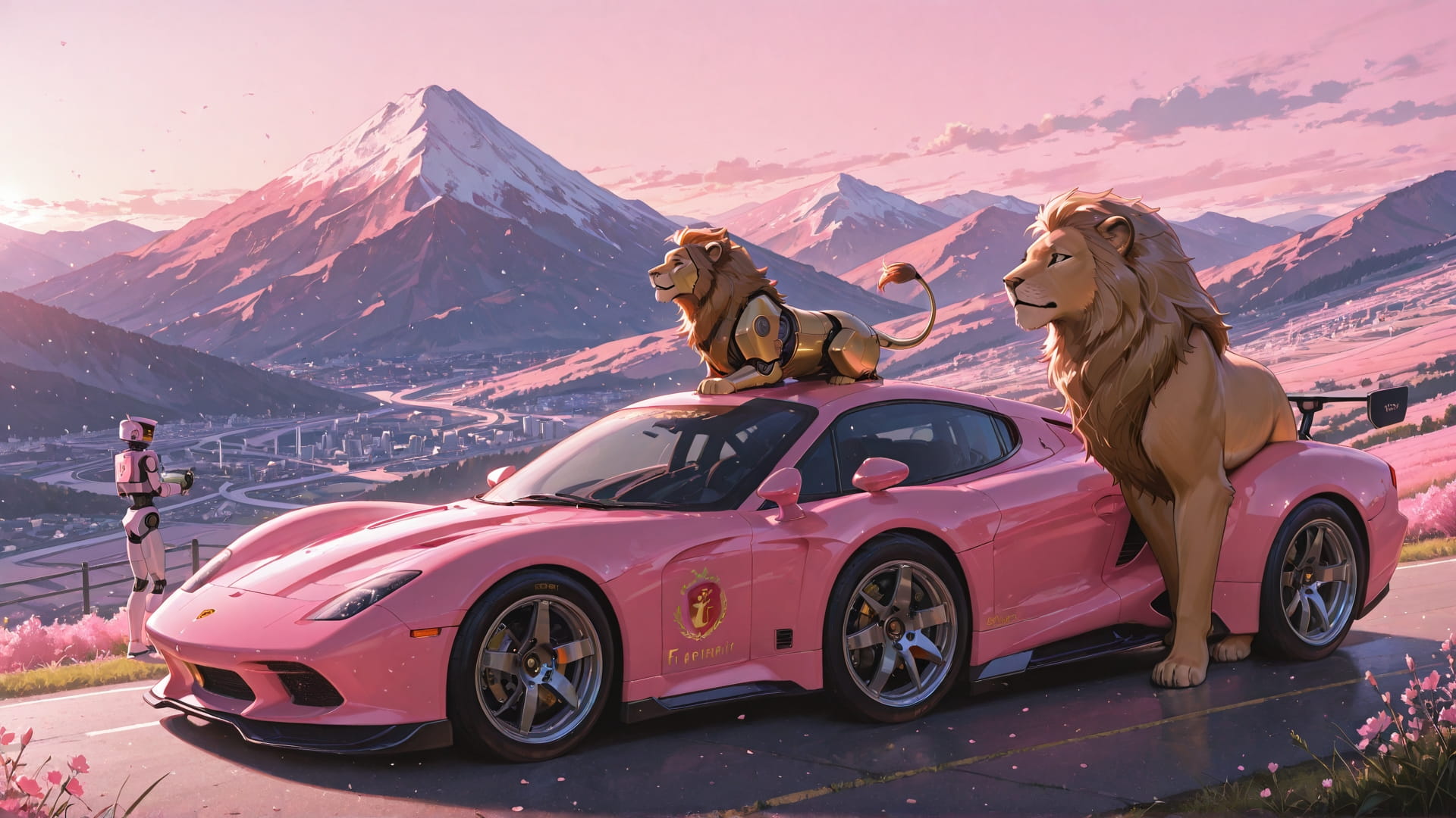 Pink Afternoon Mountain F1 smartphone wallpaper free download, vertical 16:9 format, Pink, Afternoon, Mountain, Spring