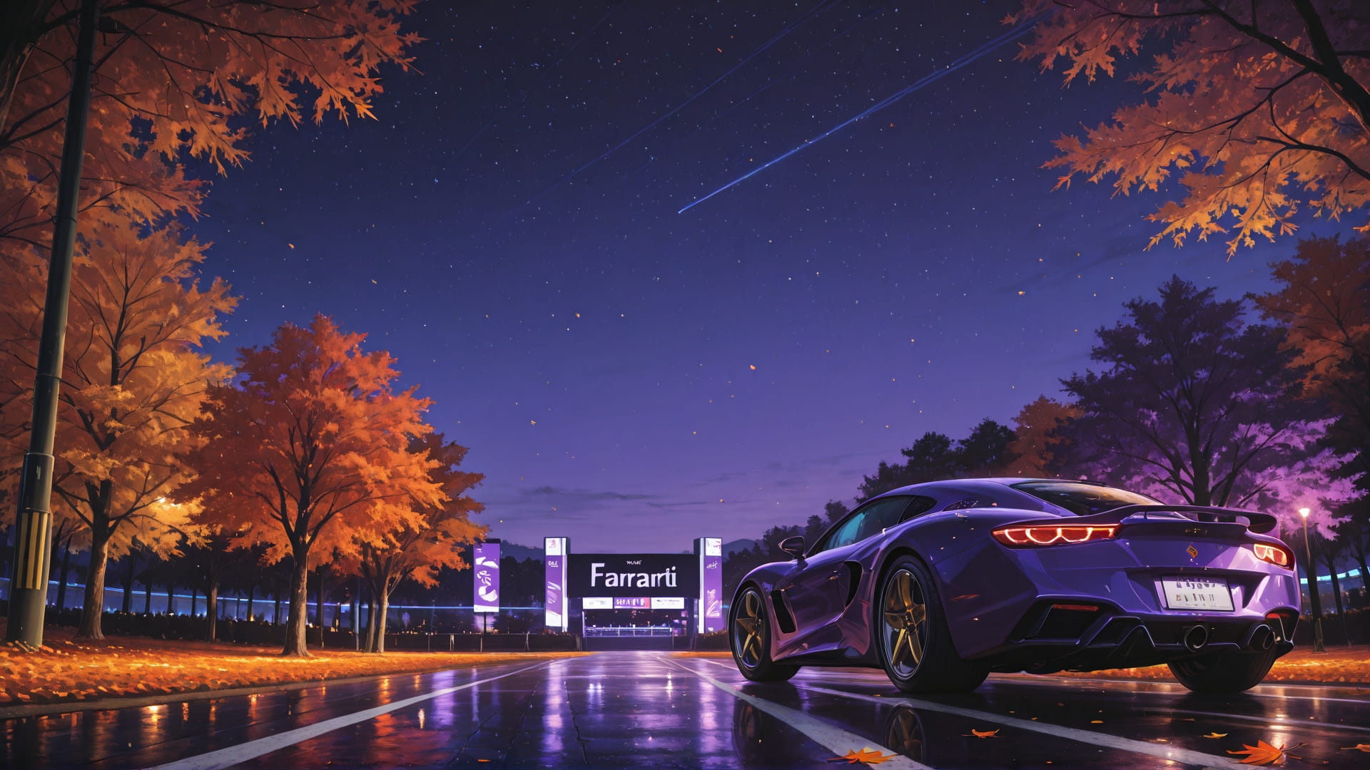 Purple Night Sky F1 smartphone wallpaper free download, vertical 16:9 format, Purple, Night, Sky, Autumn 001