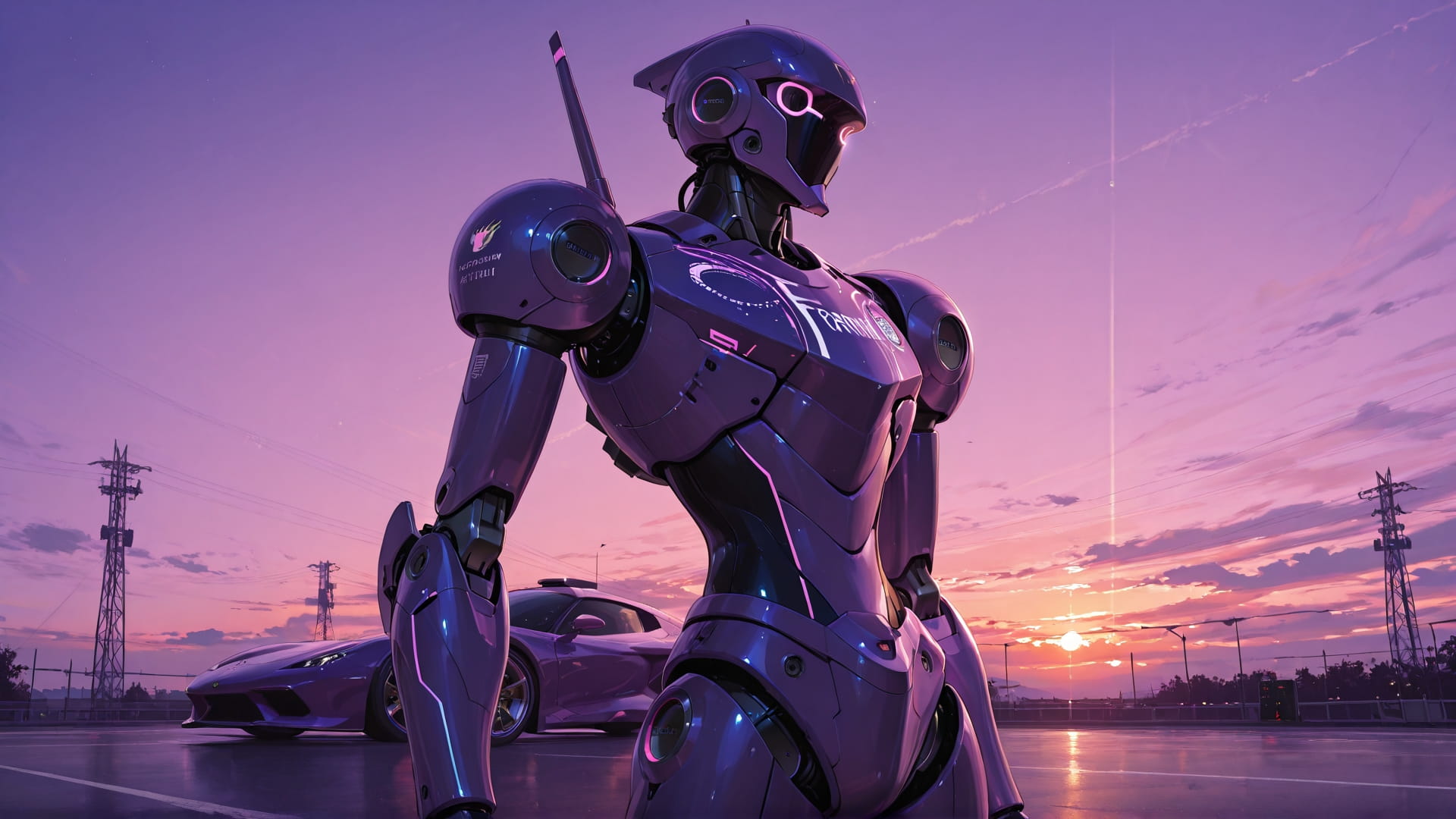 Purple Sunset Sky F1 smartphone wallpaper free download, vertical 16:9 format, Purple, Sunset, Sky, Summer