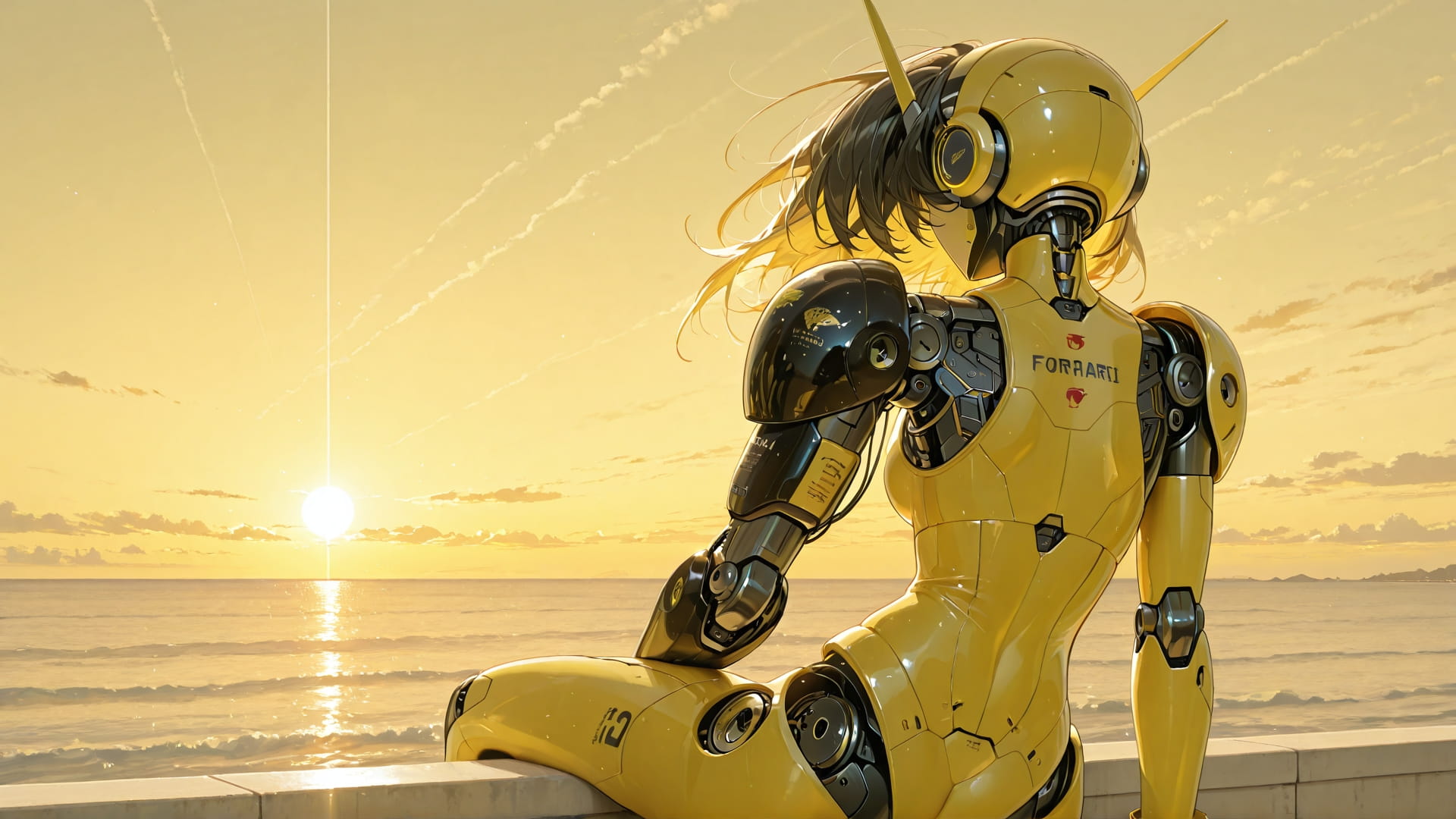 Yellow Afternoon Sea F1 smartphone wallpaper free download, vertical 16:9 format, Yellow, Afternoon, Sea, Summer