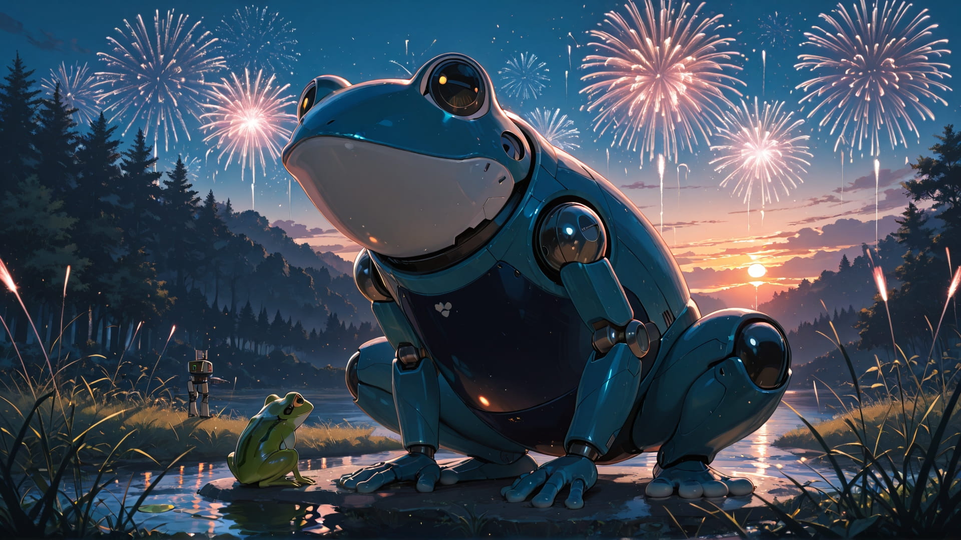 Blue Sunset Nature Fireworks smartphone wallpaper free download, vertical 16:9 format, Blue, Sunset, Nature, Spring