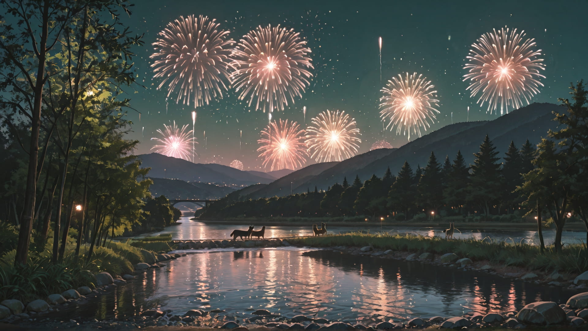 Green Afternoon Sea Fireworks smartphone wallpaper free download, vertical 16:9 format, Green, Afternoon, Sea, Spring