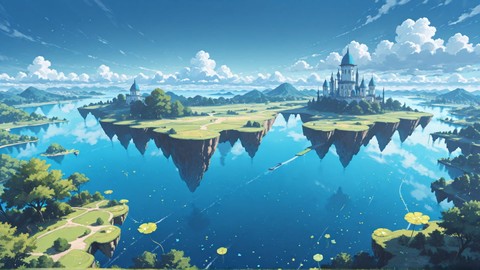 Blue Afternoon Sky FloatingIslands smartphone wallpaper free download, vertical 9:16 format, Blue, Afternoon, Sky, Spring 001