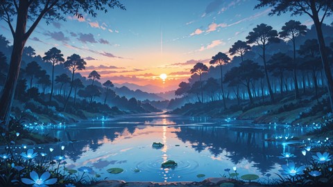 Blue Sunset Nature FloatingIslands smartphone wallpaper free download, vertical 9:16 format, Blue, Sunset, Nature, Spring