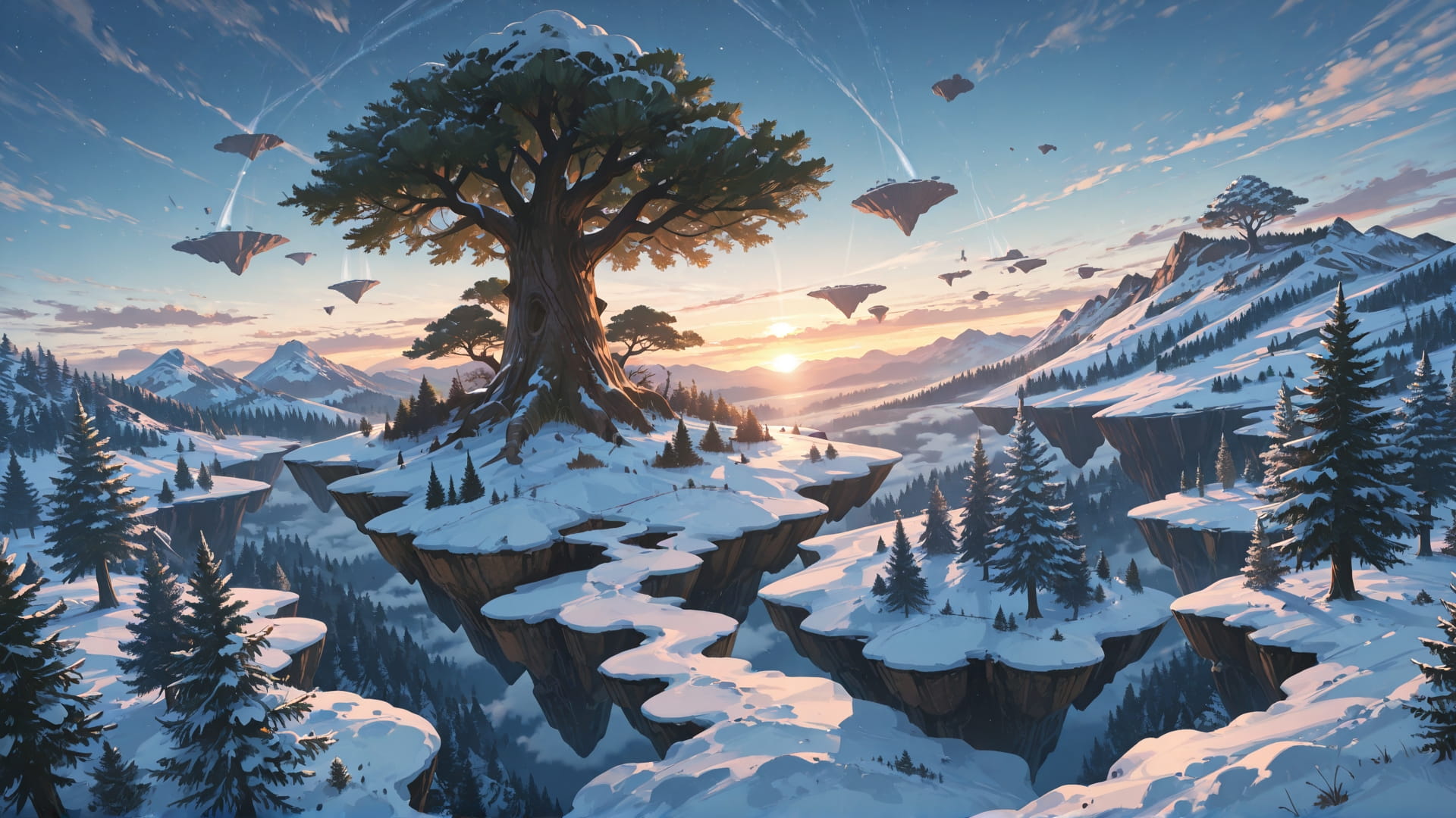 Brown Afternoon Sky FloatingIslands smartphone wallpaper free download, vertical 16:9 format, Brown, Afternoon, Sky, Winter 001