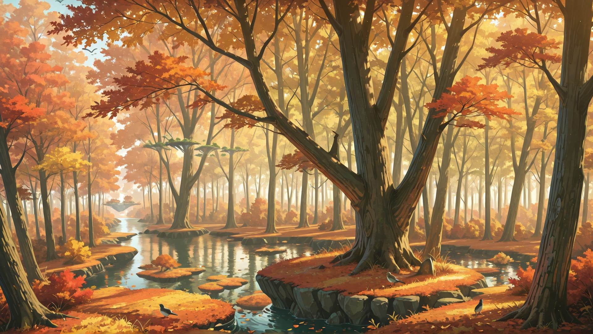 Green Afternoon Nature FloatingIslands smartphone wallpaper free download, vertical 16:9 format, Green, Afternoon, Nature, Autumn