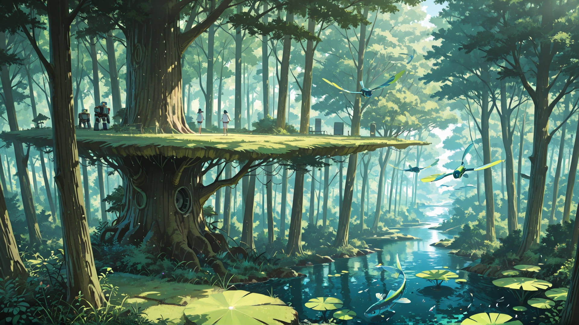 Green Afternoon Nature FloatingIslands smartphone wallpaper free download, vertical 16:9 format, Green, Afternoon, Nature, Summer