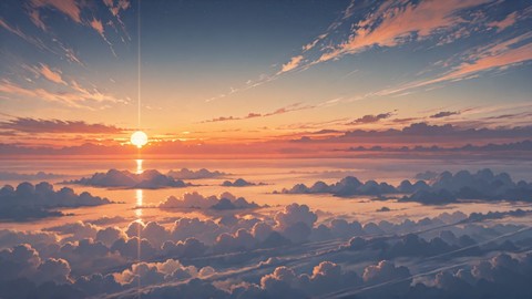 Orange Sunset Sky FloatingIslands smartphone wallpaper free download, vertical 9:16 format, Orange, Sunset, Sky, Spring 001