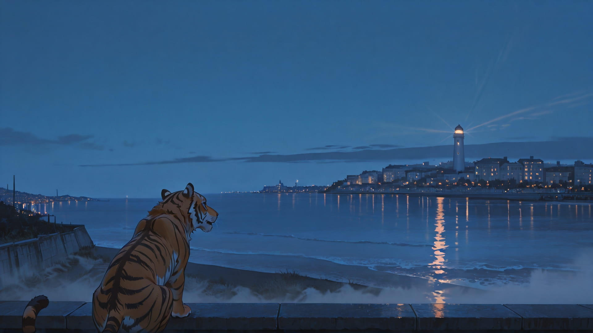 Blue Night City Fog smartphone wallpaper free download, vertical 16:9 format, Blue, Night, City, Summer