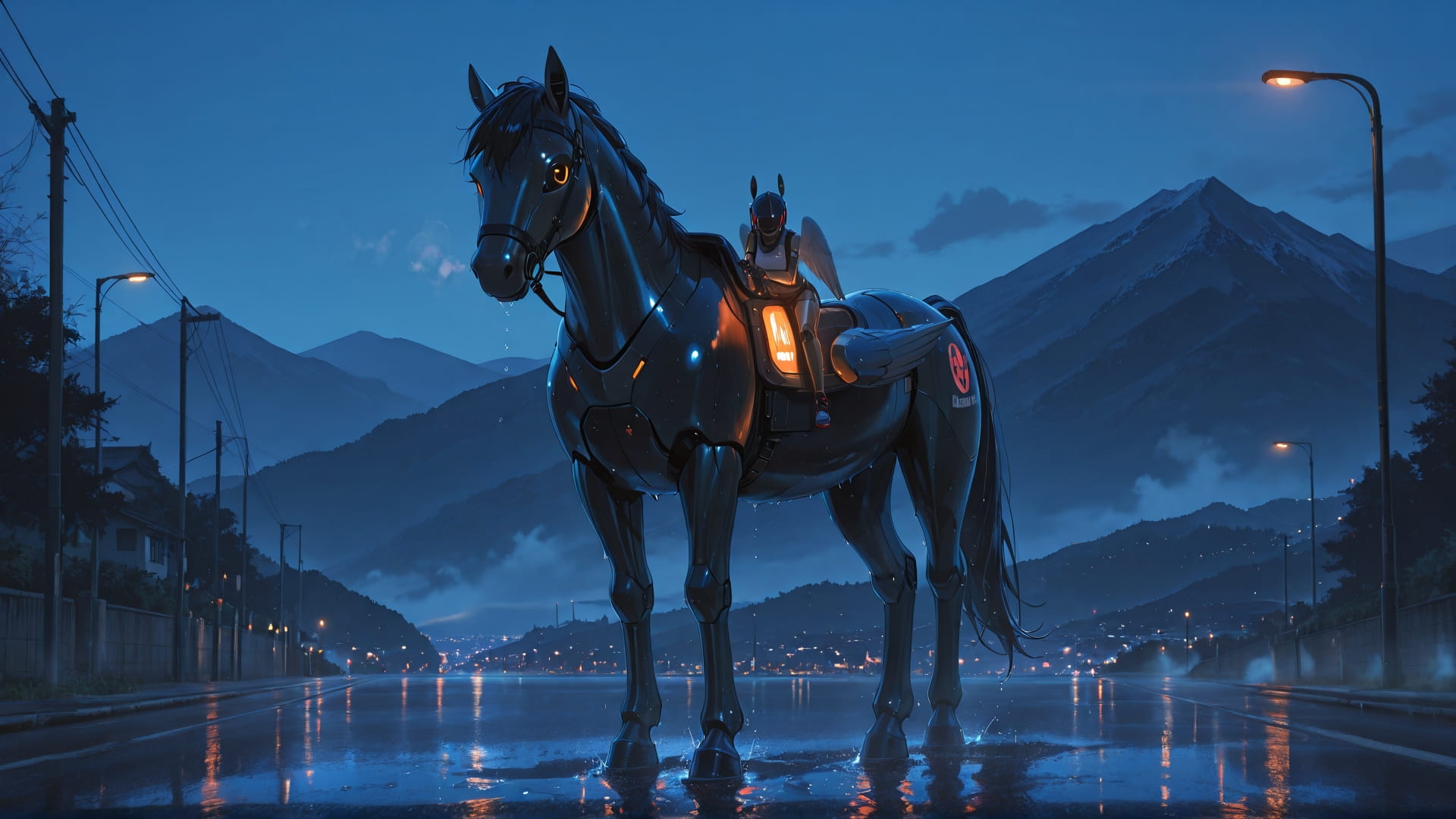 Blue Night Mountain Fog smartphone wallpaper free download, vertical 16:9 format, Blue, Night, Mountain, Summer