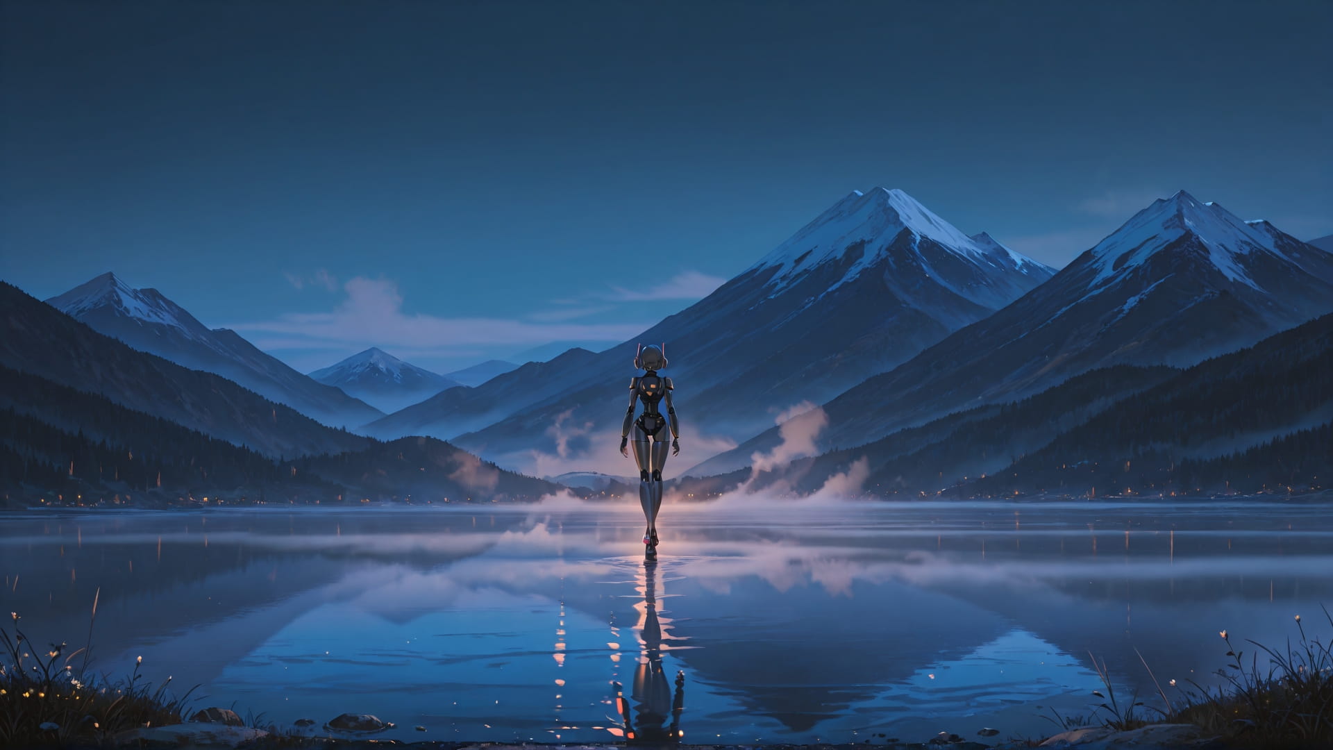 Brown Night Mountain Fog smartphone wallpaper free download, vertical 16:9 format, Brown, Night, Mountain, Spring