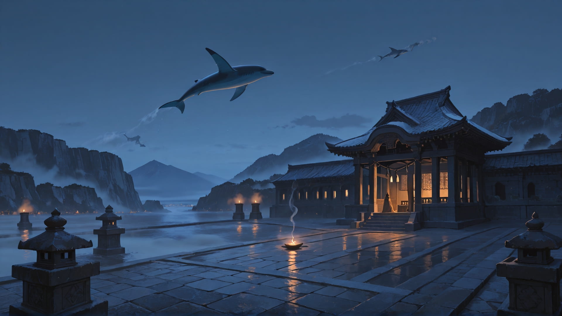 Brown Night Sea Fog smartphone wallpaper free download, vertical 16:9 format, Brown, Night, Sea, Winter