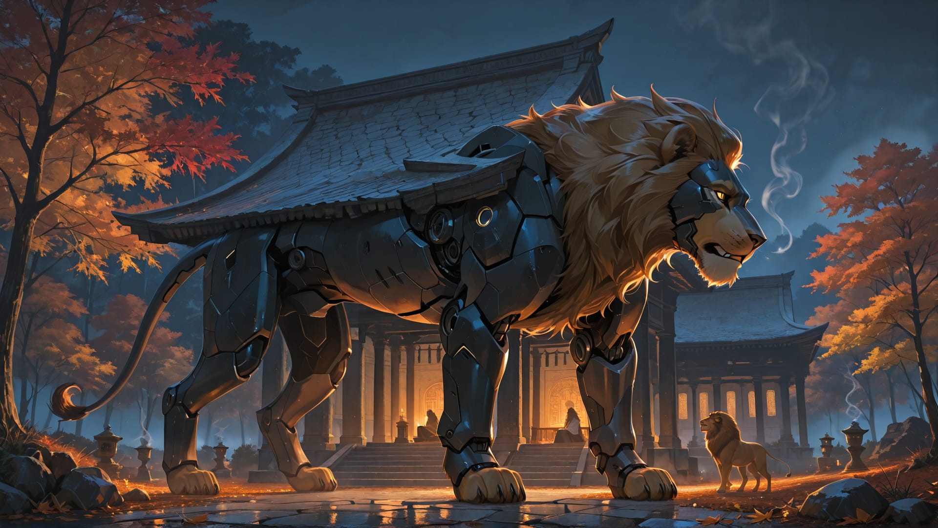 Orange Night Nature Fog smartphone wallpaper free download, vertical 16:9 format, Orange, Night, Nature, Autumn