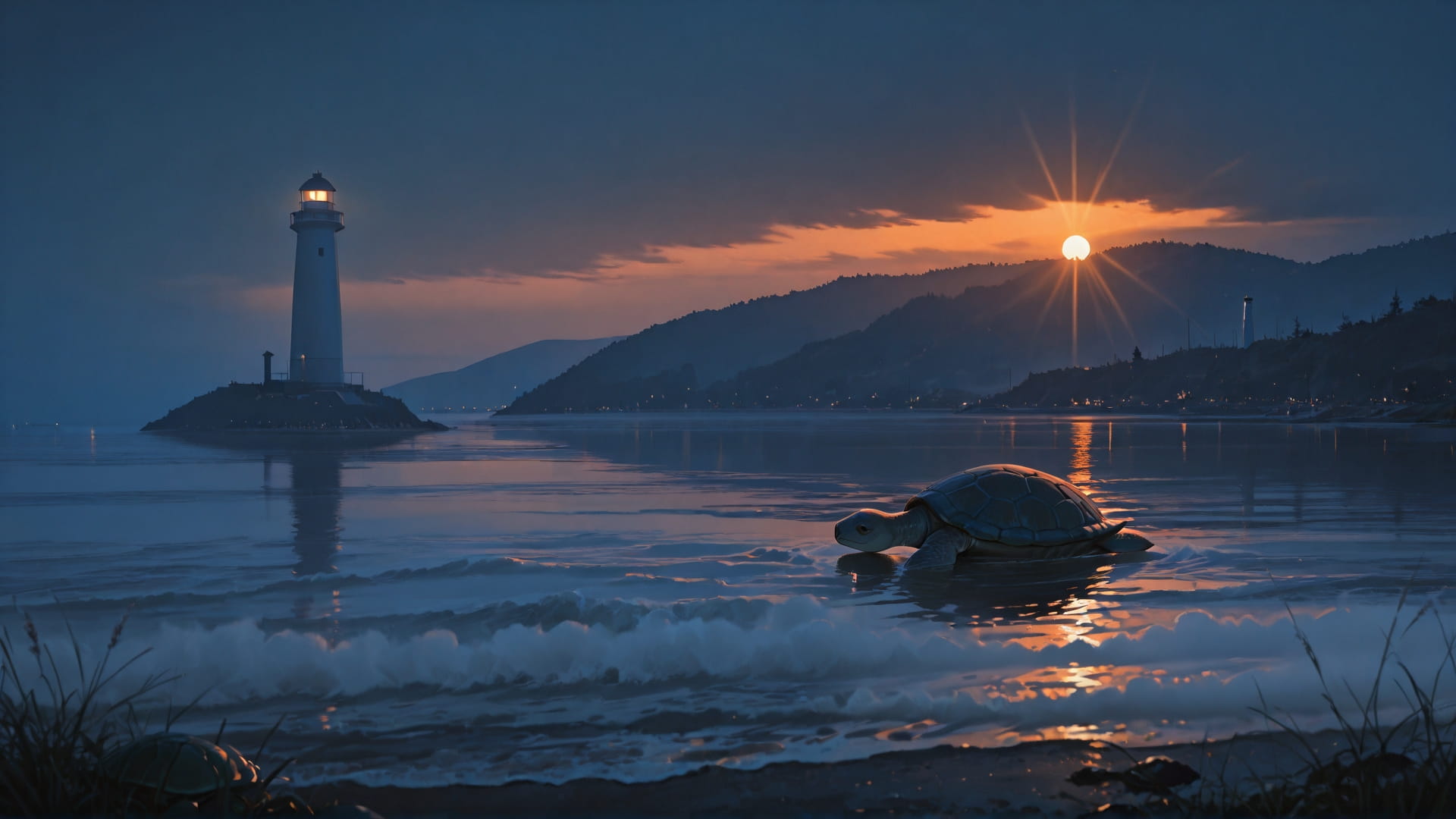 Orange Night Sea Fog smartphone wallpaper free download, vertical 16:9 format, Orange, Night, Sea, Spring