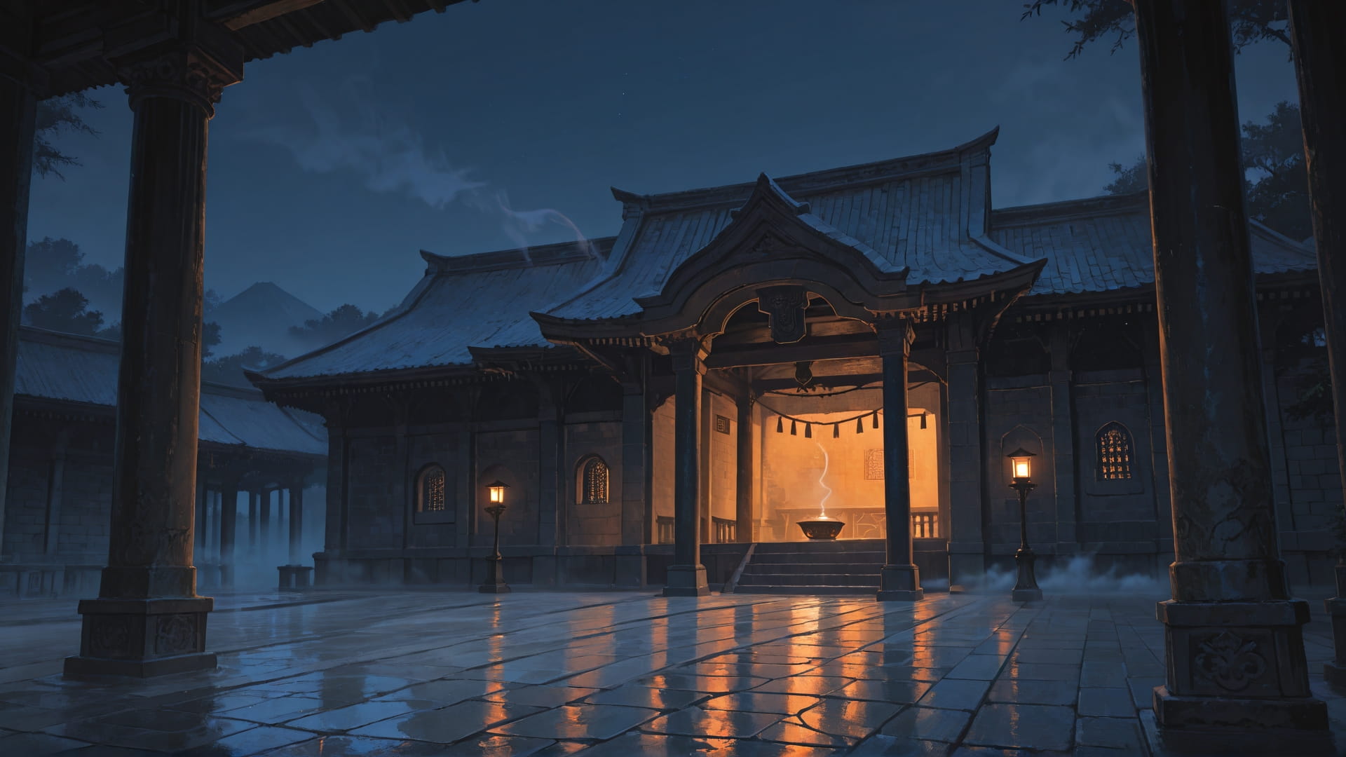 Orange Night Sky Fog smartphone wallpaper free download, vertical 16:9 format, Orange, Night, Sky, Spring 001