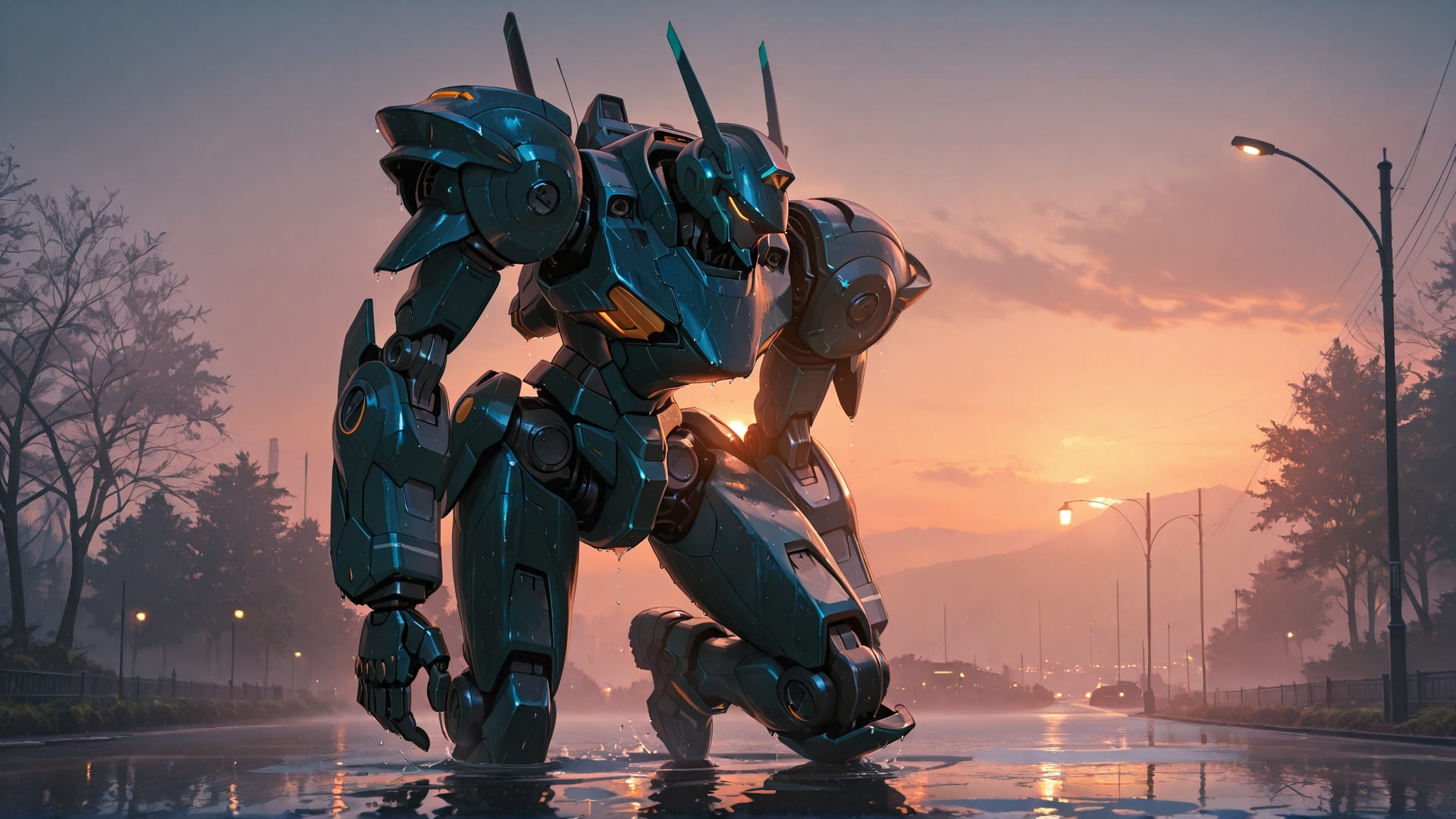 Orange Sunset Nature Fog smartphone wallpaper free download, vertical 16:9 format, Orange, Sunset, Nature, Spring