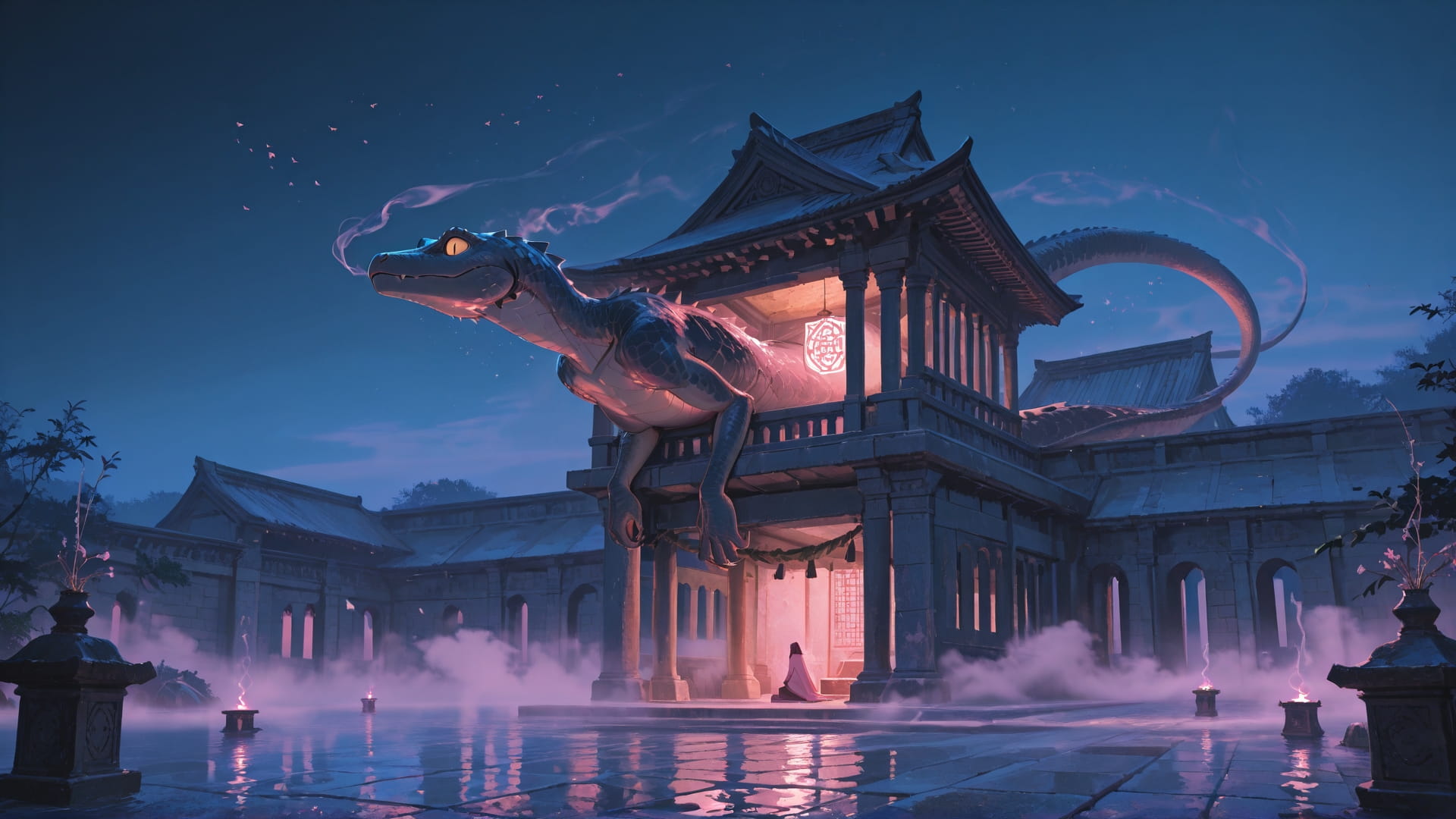 Pink Night Sea Fog smartphone wallpaper free download, vertical 16:9 format, Pink, Night, Sea, Summer