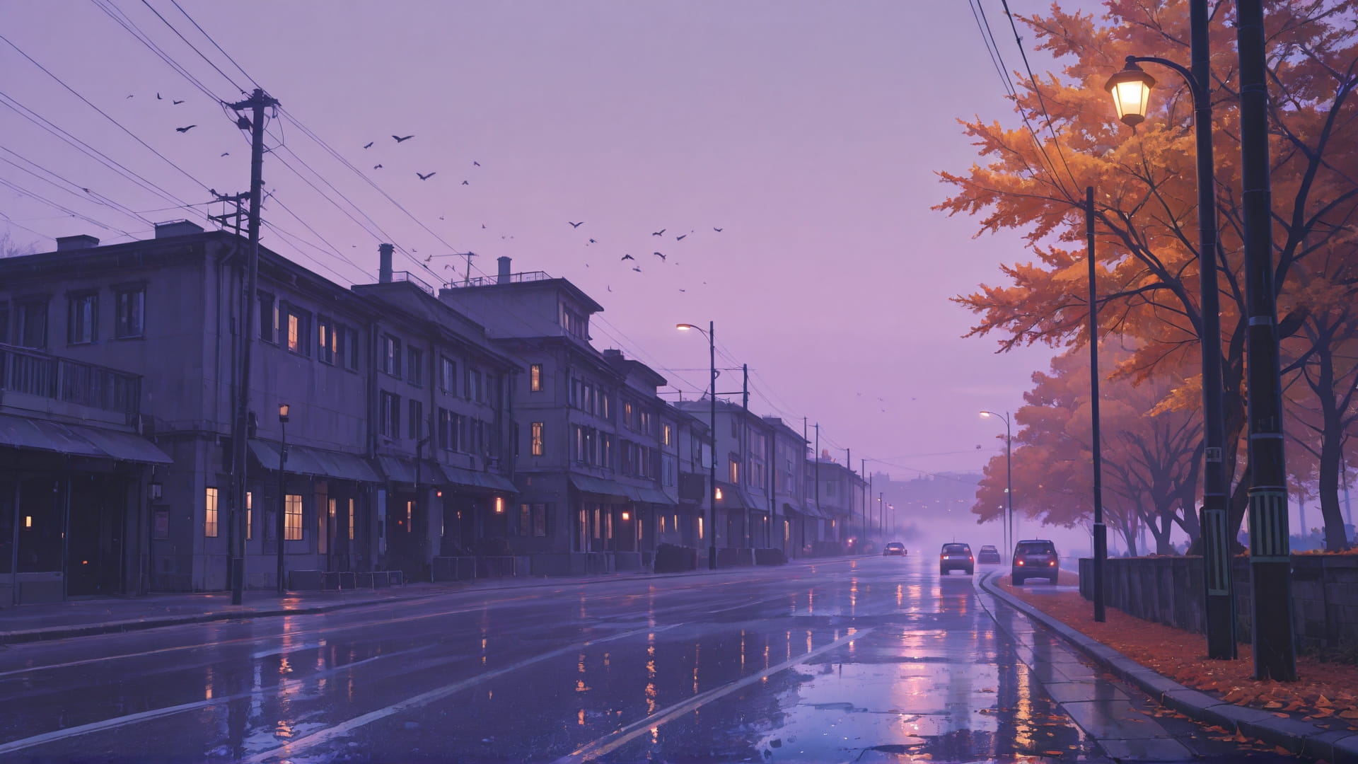 Purple Afternoon Sky Fog smartphone wallpaper free download, vertical 16:9 format, Purple, Afternoon, Sky, Autumn