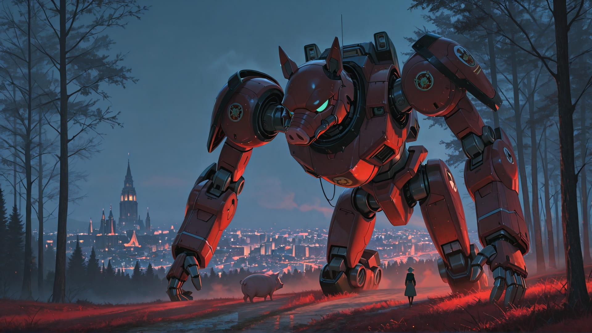 Red Night City Fog smartphone wallpaper free download, vertical 16:9 format, Red, Night, City, Spring