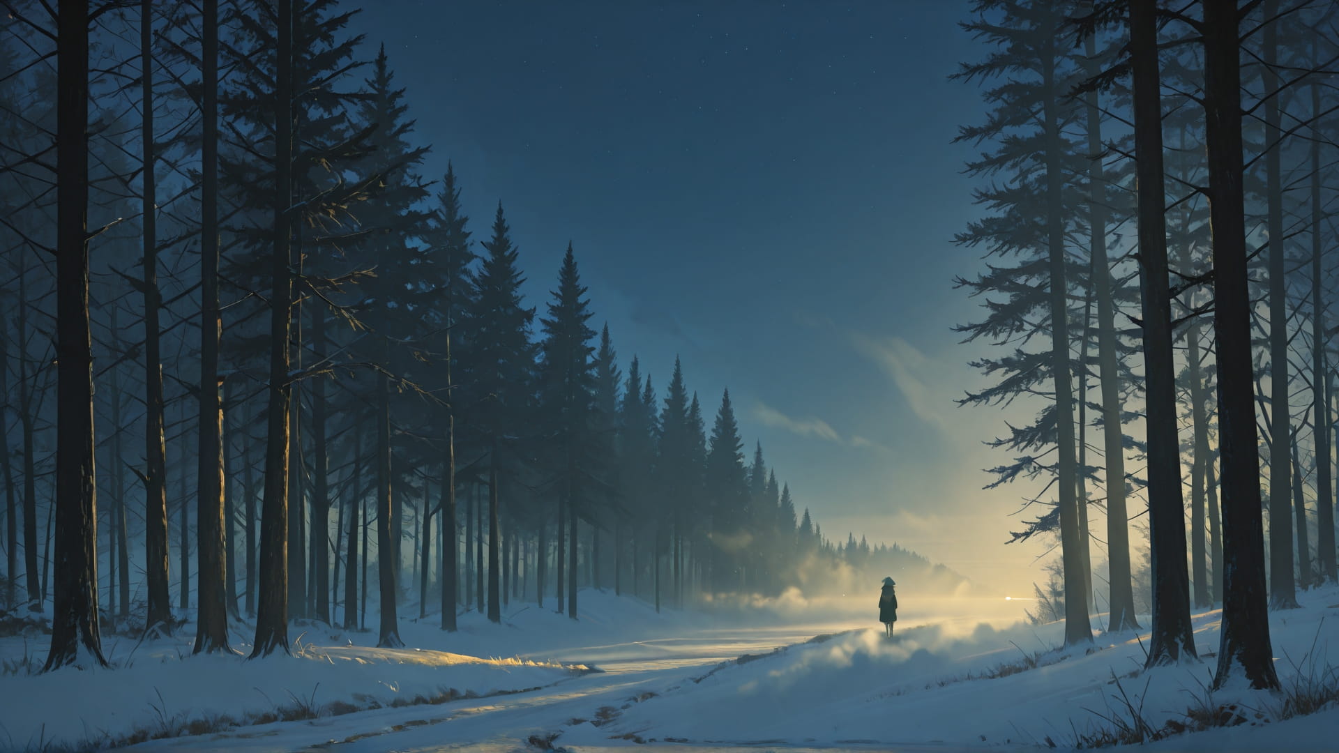 Yellow Night Sky Fog smartphone wallpaper free download, vertical 16:9 format, Yellow, Night, Sky, Winter 001