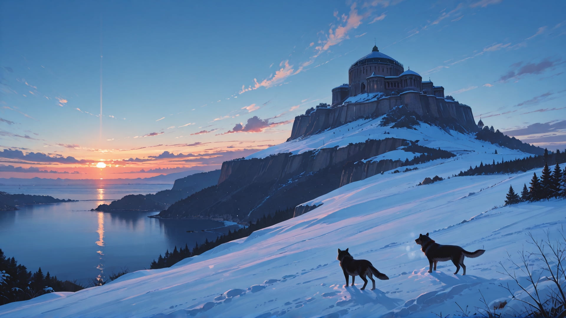 Blue Sunset Sea France smartphone wallpaper free download, vertical 16:9 format, Blue, Sunset, Sea, Winter