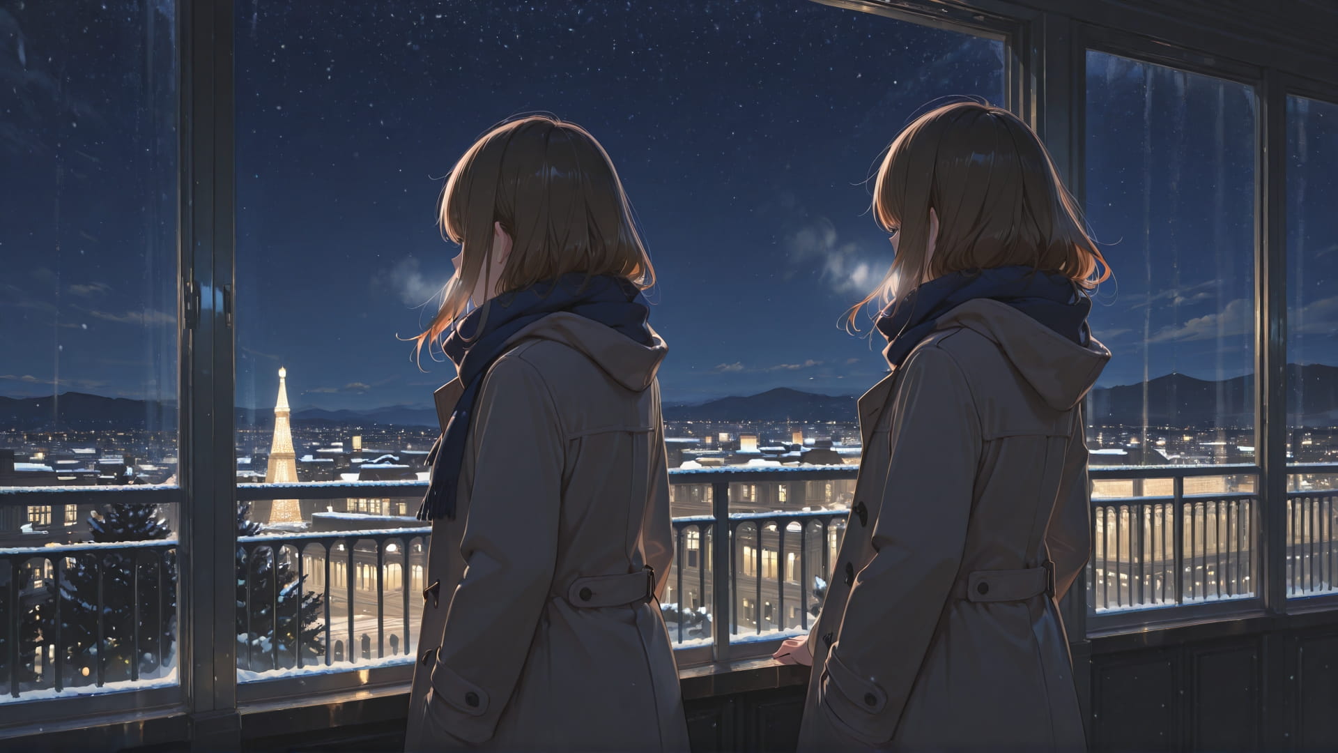 Brown Night Sky France smartphone wallpaper free download, vertical 16:9 format, Brown, Night, Sky, Winter