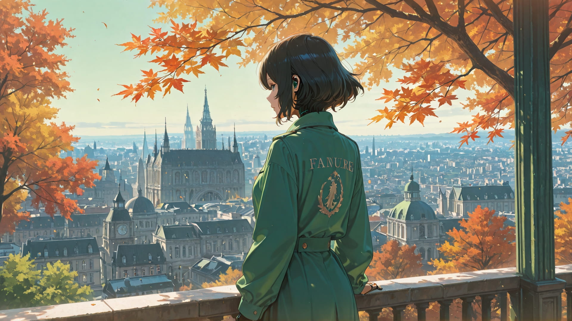 Green Afternoon City France smartphone wallpaper free download, vertical 16:9 format, Green, Afternoon, City, Autumn