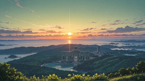 Green Sunset Sea France smartphone wallpaper free download, vertical 9:16 format, Green, Sunset, Sea, Spring 001