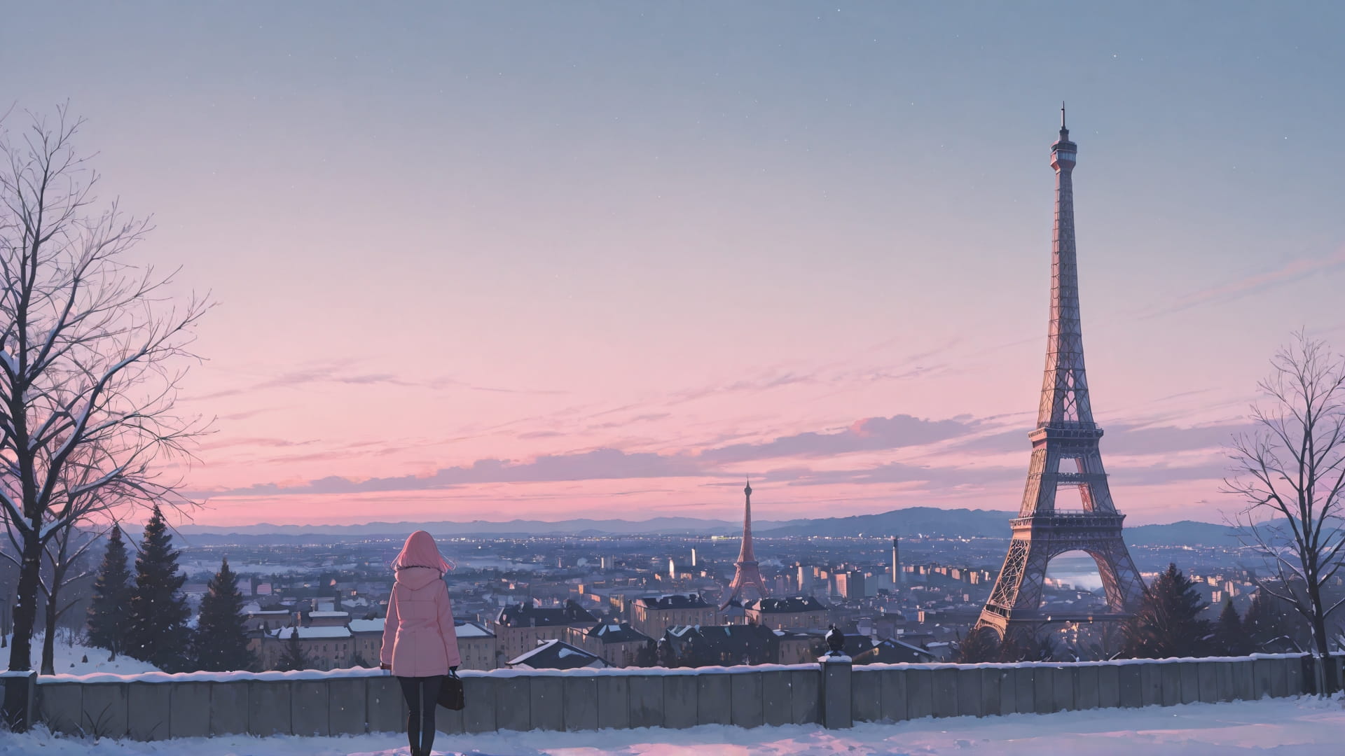 Pink Afternoon Sky France smartphone wallpaper free download, vertical 16:9 format, Pink, Afternoon, Sky, Winter 001