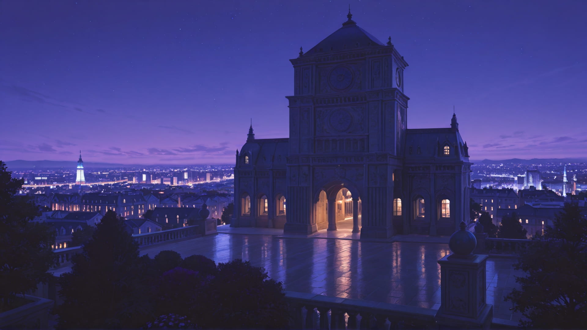 Purple Night City France smartphone wallpaper free download, vertical 16:9 format, Purple, Night, City, Spring 001