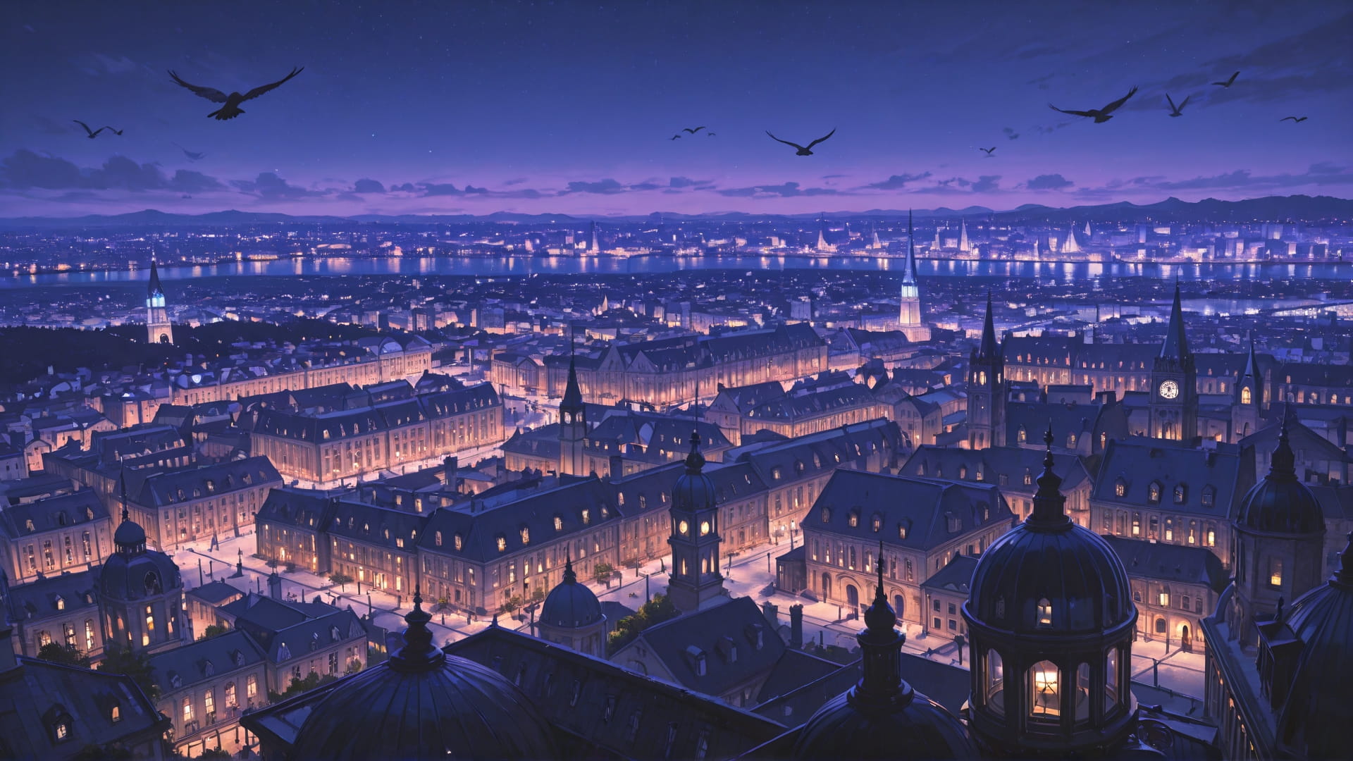 Purple Night City France smartphone wallpaper free download, vertical 16:9 format, Purple, Night, City, Summer