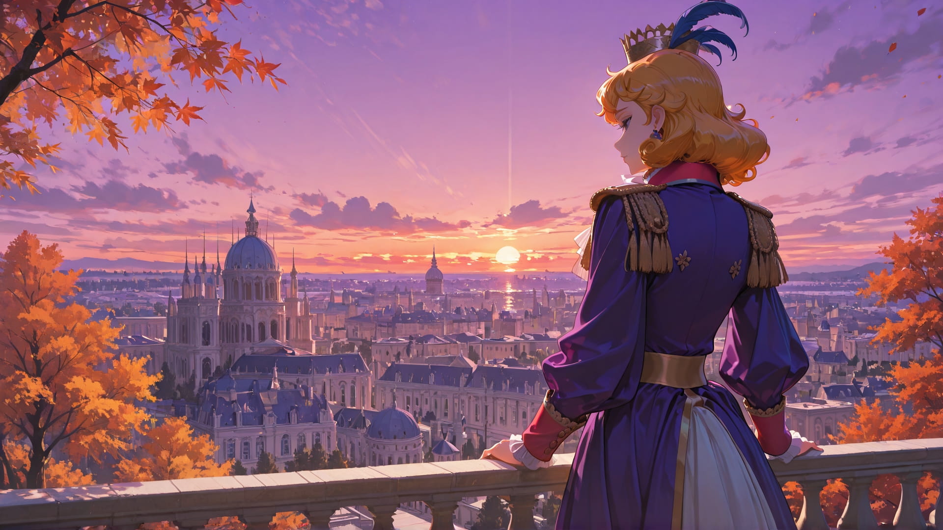 Purple Sunset City France smartphone wallpaper free download, vertical 16:9 format, Purple, Sunset, City, Autumn