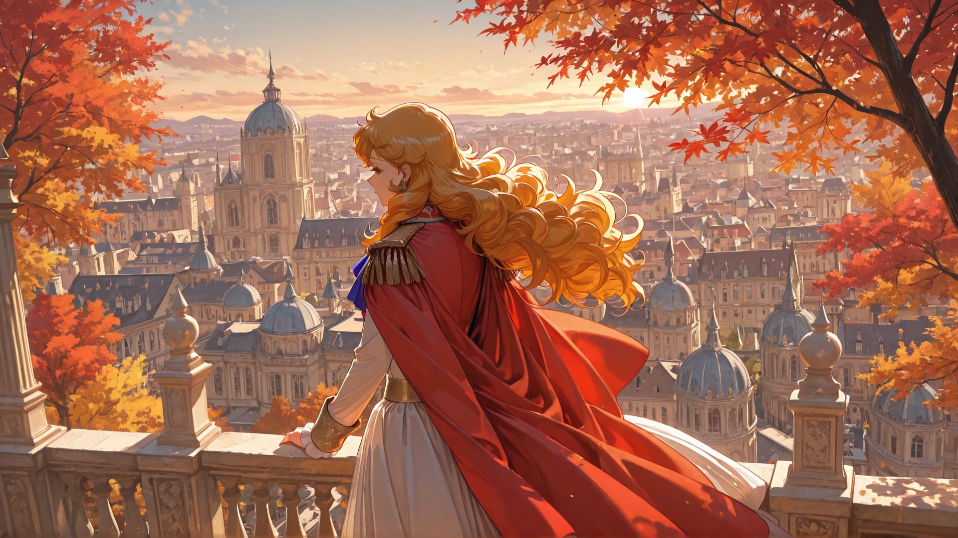 Red Afternoon City France smartphone wallpaper free download, vertical 16:9 format, Red, Afternoon, City, Autumn 001