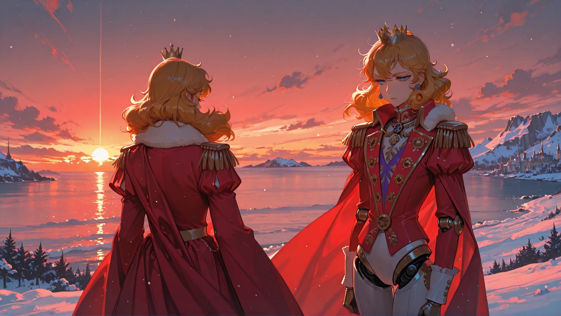 Red Sunset Sea France smartphone wallpaper free download, vertical 16:9 format, Red, Sunset, Sea, Winter