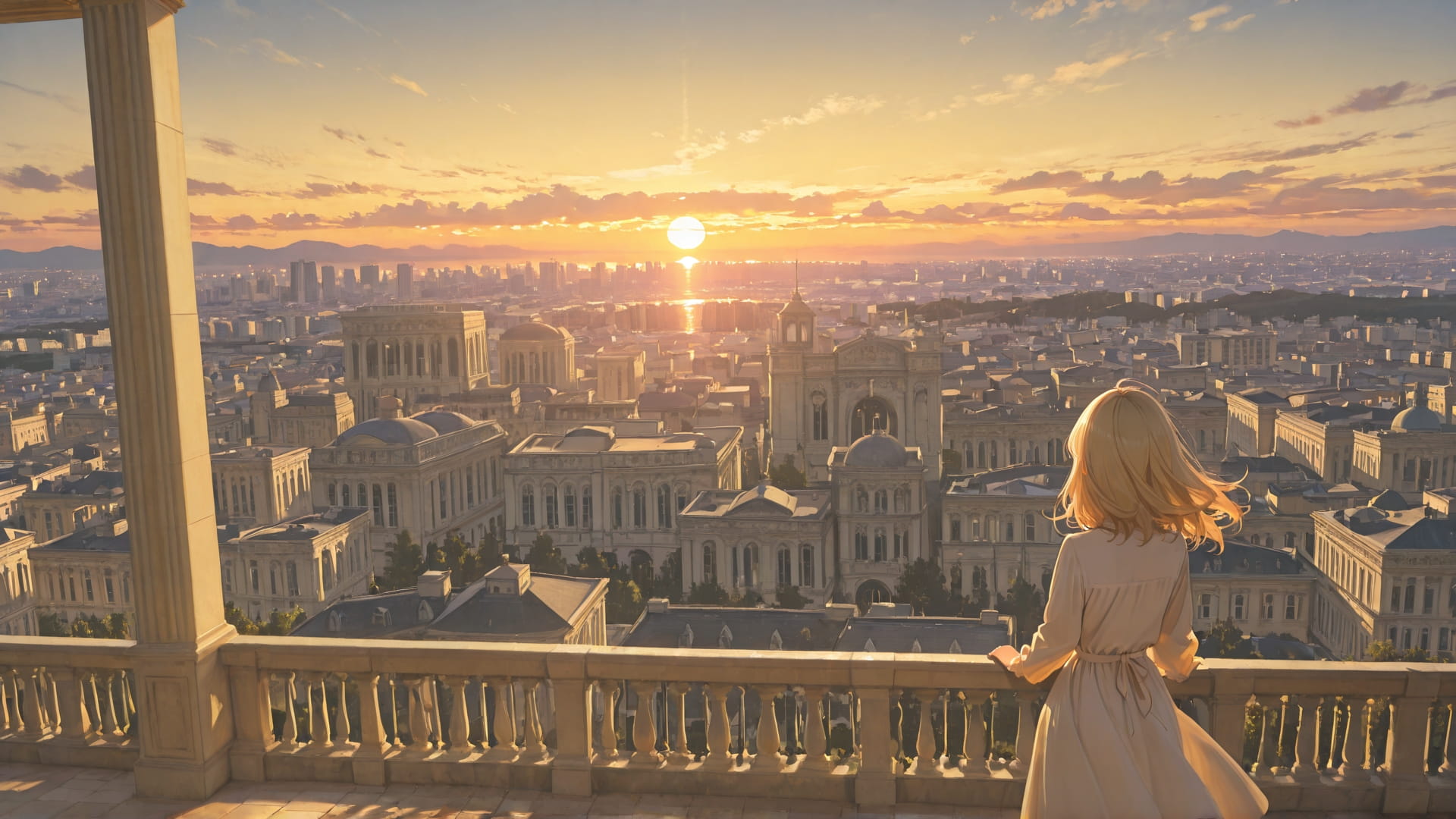 Yellow Sunset City France smartphone wallpaper free download, vertical 16:9 format, Yellow, Sunset, City, Spring 001