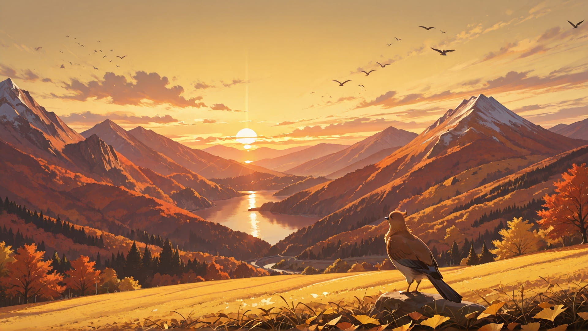 Yellow Sunset Mountain France smartphone wallpaper free download, vertical 16:9 format, Yellow, Sunset, Mountain, Autumn