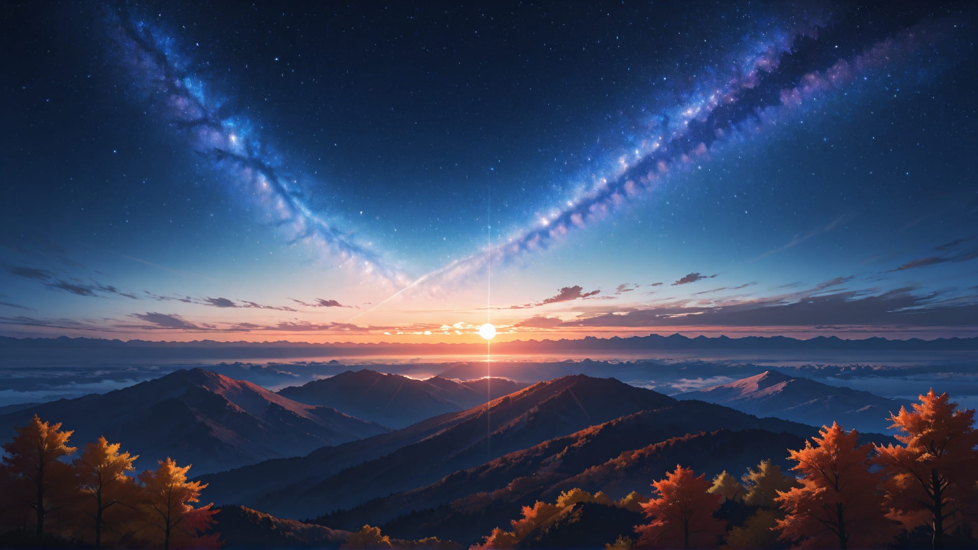 Blue Sunset Sky Galaxy smartphone wallpaper free download, vertical 9:16 format, Blue, Sunset, Sky, Autumn 001