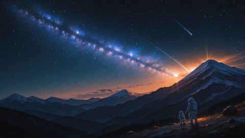 Orange Night Mountain Galaxy smartphone wallpaper free download, vertical 9:16 format, Orange, Night, Mountain, Spring