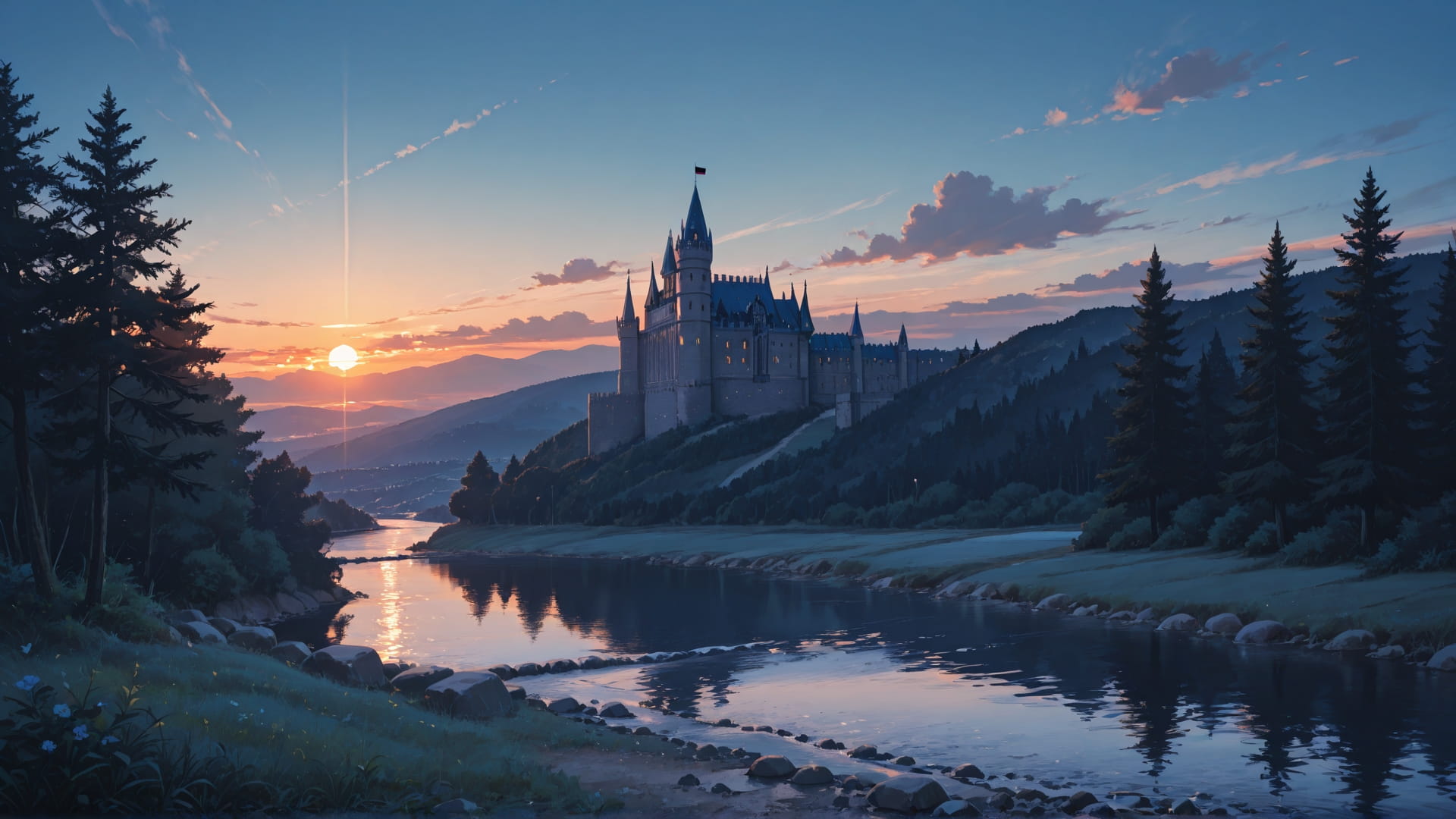 Blue Sunset Sea Germany smartphone wallpaper free download, vertical 16:9 format, Blue, Sunset, Sea, Summer 001