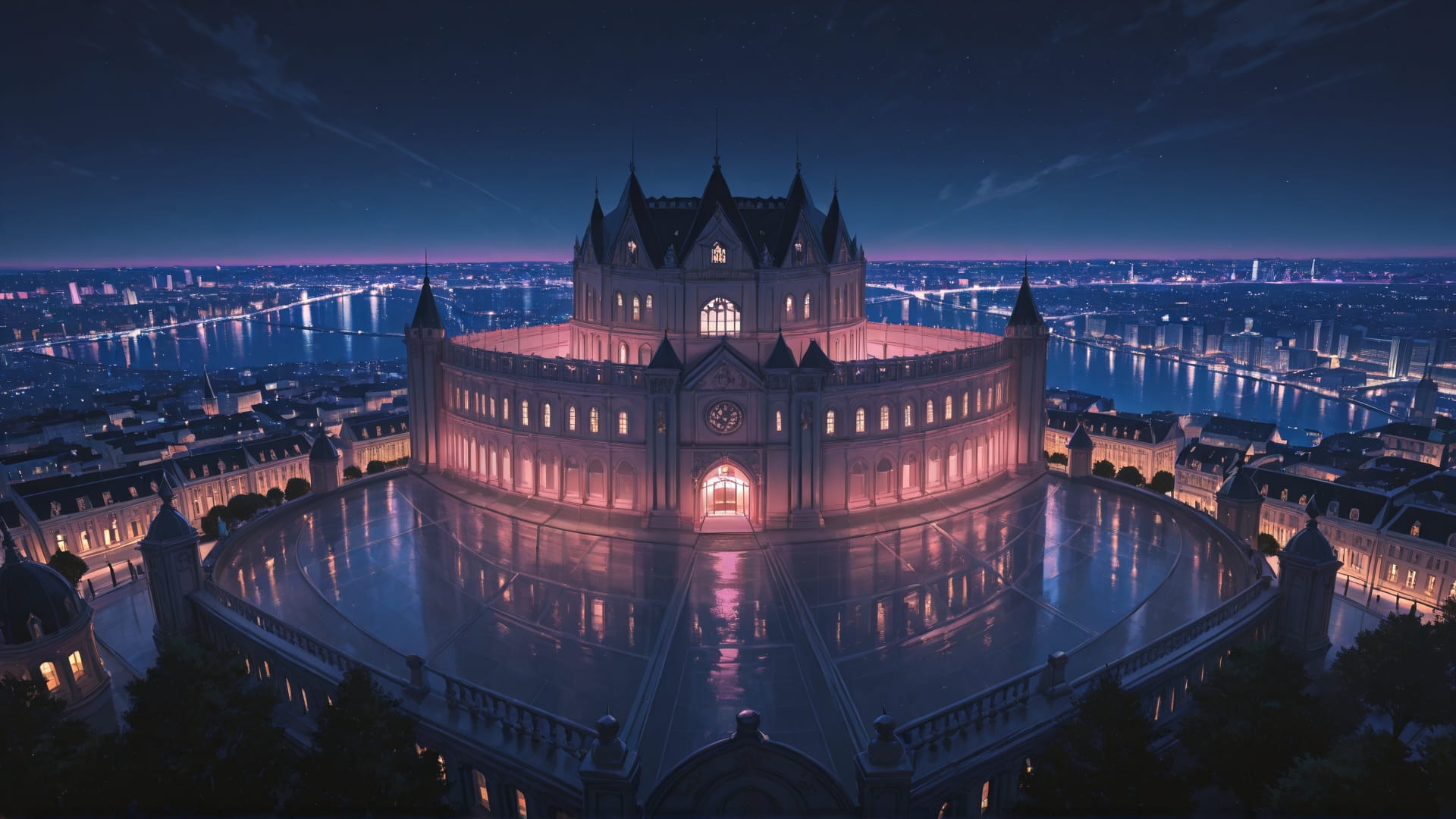 Pink Night City Germany smartphone wallpaper free download, vertical 16:9 format, Pink, Night, City, Spring 001